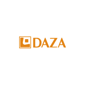 Logo Daza - moderny dizajn, pismena DAZA v oranzovej farbe