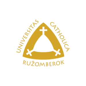 Logo Katolicka univerzita v Ruzomberku - zlte logo s krizami v trojuholniku