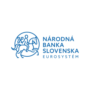 Logo narodna Banka Slovenska - modre minimalisticke logo so znakom kona