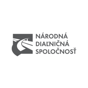 Logo Narodna dialnicna spolocnost - tmavosive moderne logo so sivym znakom