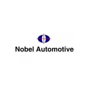 Logo Nobel Automotive - jednoduche logo s modernym znakom modrym